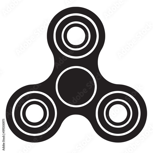Fidget Spinner Icon Silhouette – Stress Relief Toy Line Art Illustration for Kids & Office Use