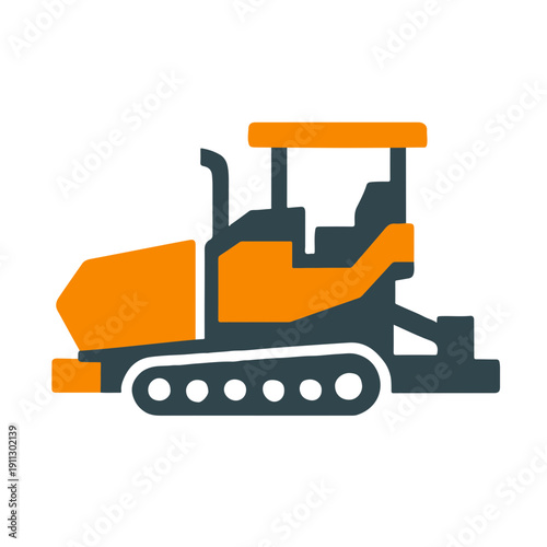 Flat Vector Icon of Asphalt Paver