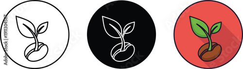 Coffee bean with a young plant sprouting, illustrating coffee cultivation, growth, and the organic nature of coffee.