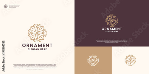 Luxury floral ornament logo and icon set. Abstract beauty flower logo design collection.
