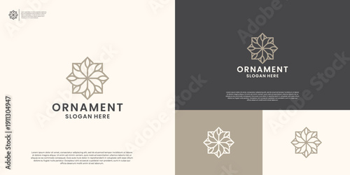 Luxury floral ornament logo design template.
