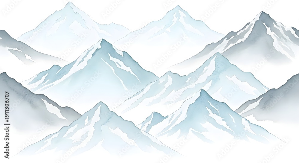 Fototapeta premium Snowy Alpine Mountain Landscape with Peaks and Glacier Views