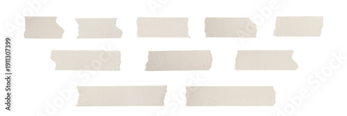 Quadro em tela collection of torn paper masking tape strips in various sizes and shapes, isolated on a transparent background, for creative design and scrapbooking
