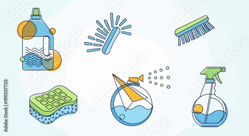 Cleaning Supplies and Tools for Household.