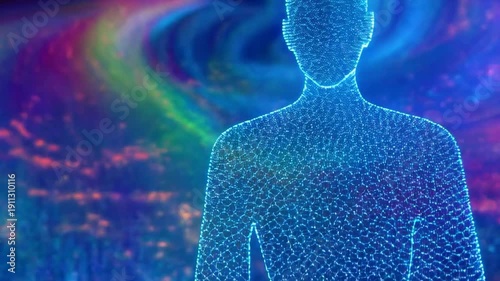 Abstract Human Form in Vibrant Nebula