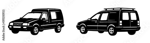 Citroën C15 black silhouette vector icon – vintage French utility vehicle – detailed retro cargo van