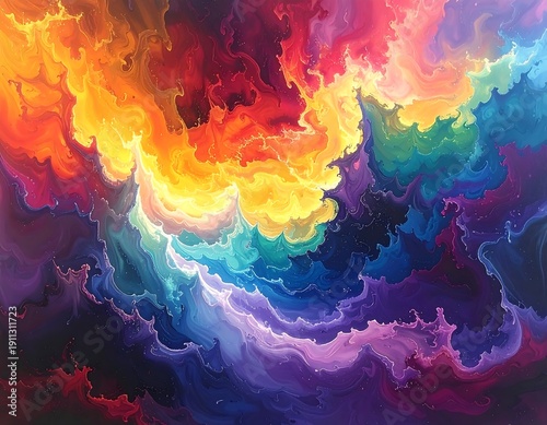 Swirling vibrant colors creating a cloud-like abstract art piece