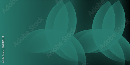 The image features a rectangular digital graphic with a dark, teal-to-black gradient background. It showcases two abstract.