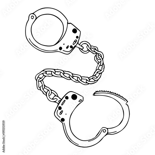 law enforcement and justice concept outline of handcuffs
