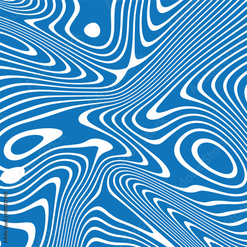 Abstract swirling white lines on a vibrant blue background