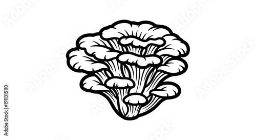 A simple black and white illustration of a cauliflower head.