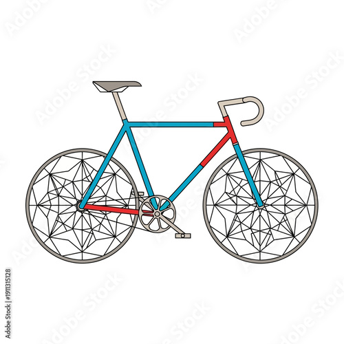 Modern Fixie Bicycle with Geometric Spokes on White Background