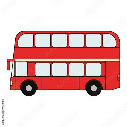 Red Double Decker Bus Cartoon Vector