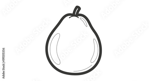 A simple line drawing of a pear on a white background.