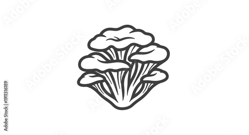 A simple line drawing of a head of broccoli on a white background.