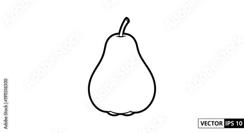 A simple black and white line drawing of a pear on a white background.
