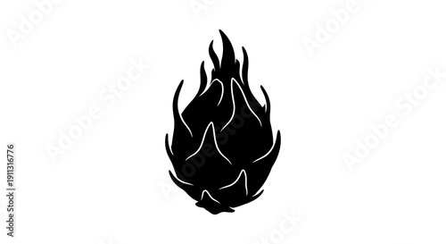A black flame icon on a white background, symbolizing intense passion.