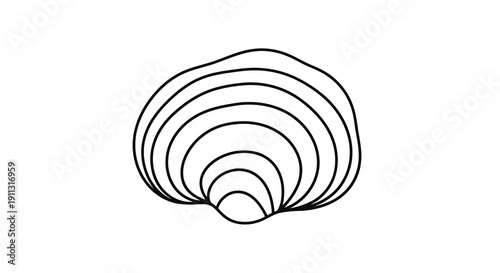 Simple black and white line drawing of a seashell on a plain white background.
