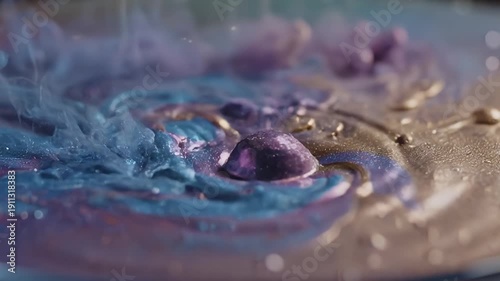 Colorful liquid ripple splash close up video sequence.