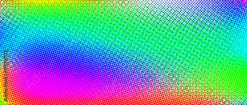 Colorful halftone gradient background. Dotted iridescent rainbow half tone gradation texture. Abstract pixelated multicolored wallpaper. Colour dotty rgb or cmyk style backdrop concept. Vector