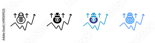 Capital icon set multiple style collection