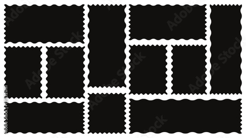 wavy edge shapes. or frames Set of frames with zigzag edge, scallop edge shape. Geometric zig zag wavy stickers.   Abstract Elements. 