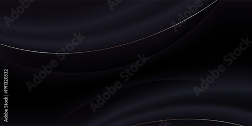 Abstract black and gold waves design element and shiny effect on dark background. Luxurious glowing stripes. Award background. Background for presentation, brochure, booklet, poster. Vector