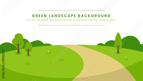 Green Landscape Background Collection with Hills Trees and Winding Paths for Outdoor Scenes