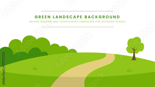 Green Landscape Background Collection with Hills Trees and Winding Paths for Outdoor Scenes