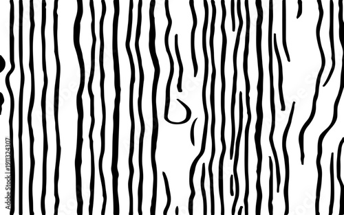 Seamless Black and White Wood Grain Texture Abstract Hand-Drawn Tree Bark Lines and Natural Wooden Surface Patterns Background for Wallpaper, Textile, Packaging, Graphic Design.