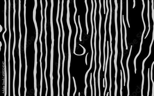 Seamless Black and White Wood Grain Texture Abstract Hand-Drawn Tree Bark Lines and Natural Wooden Surface Patterns Background for Wallpaper, Textile, Packaging, Graphic Design.