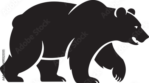 Bear Silhouette – Walking Bear Vector Black on White”