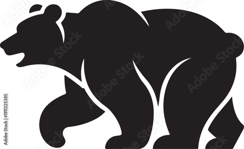 Bear Silhouette – Walking Bear Vector Black on White”