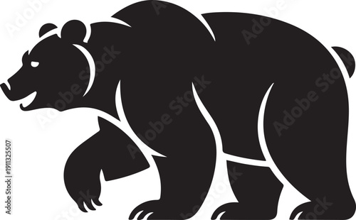 Bear Silhouette – Walking Bear Vector Black on White”