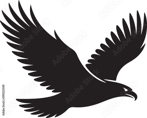 Eagle Silhouette – Soaring Eagle Vector Black on White