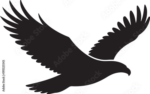 Eagle Silhouette – Soaring Eagle Vector Black on White