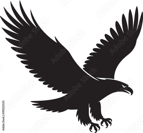 Eagle Silhouette – Soaring Eagle Vector Black on White