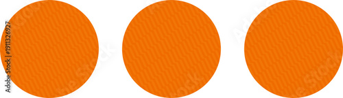 Three orange circles arranged horizontally on a white background.