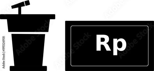 Podium with Microphone and Rp Sign for Public Speaking Events.