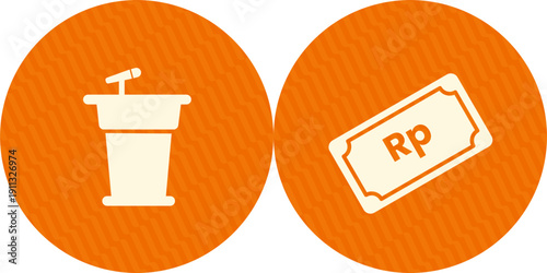 Simple icons representing a drinking fountain and a ticket.