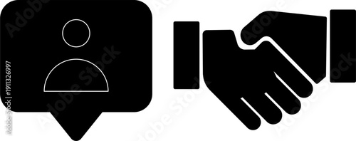 Handshake and profile icon symbolizing partnership and agreement.
