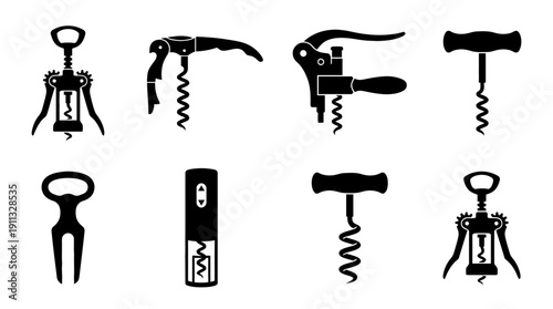 corkscrew , black vector icon set collection , white background , SVG and PNG