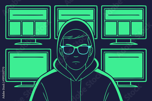 computer monitor with hacker