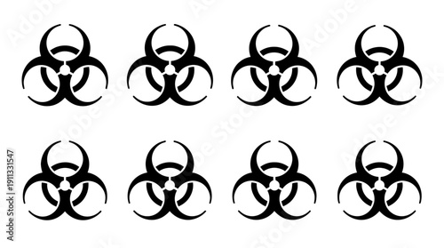 biohazard symbol , black vector icon set collection , white background , SVG and PNG