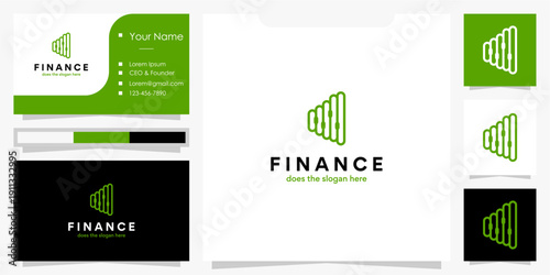 Modern diagram business financial statistics logo design. Abstract management analytic logo symbol with business card template.
