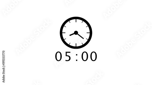 Counting clock timer animation. 51 minutes count number. Time management clock animation.