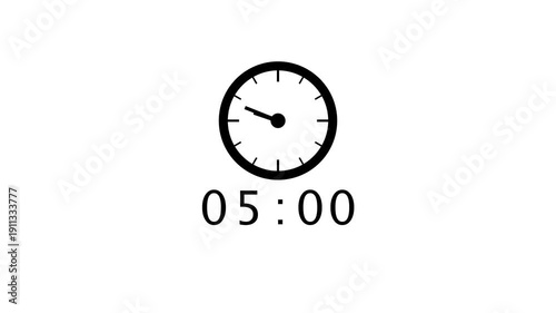 Counting clock timer animation. 50 minutes count number. Time management clock animation.