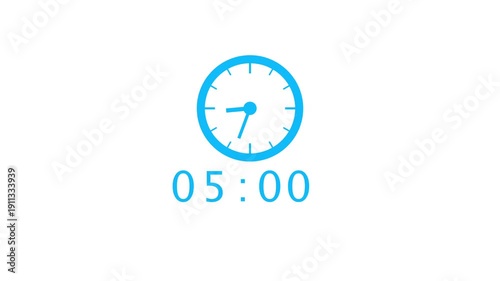 Counting clock timer animation. 45 minutes count number. Time management clock animation.