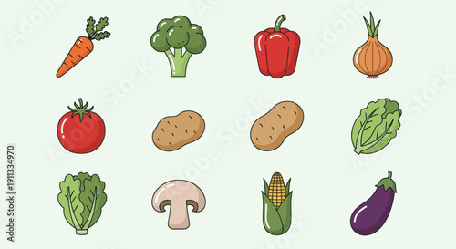 Assortment of Fresh Colorful Vegetables and Produce.