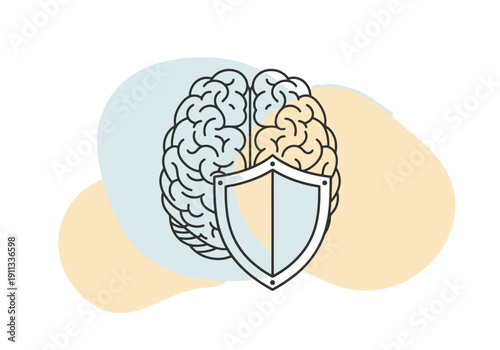 Medical Intellectual Brain Protection Concept With Shield Symbol Representing Security and Health Awareness
